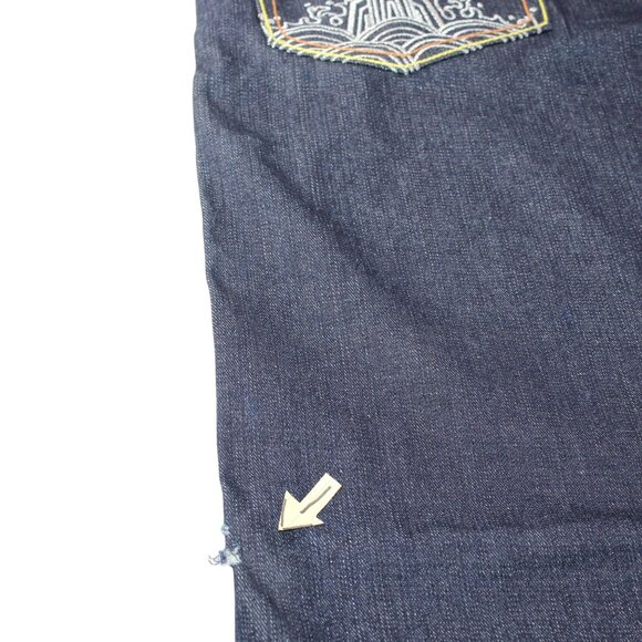 The Year Of Jeans Mens Sz 34 Raw Denim Japan Selvedge Button Fly Embroidered - Picture 12 of 16